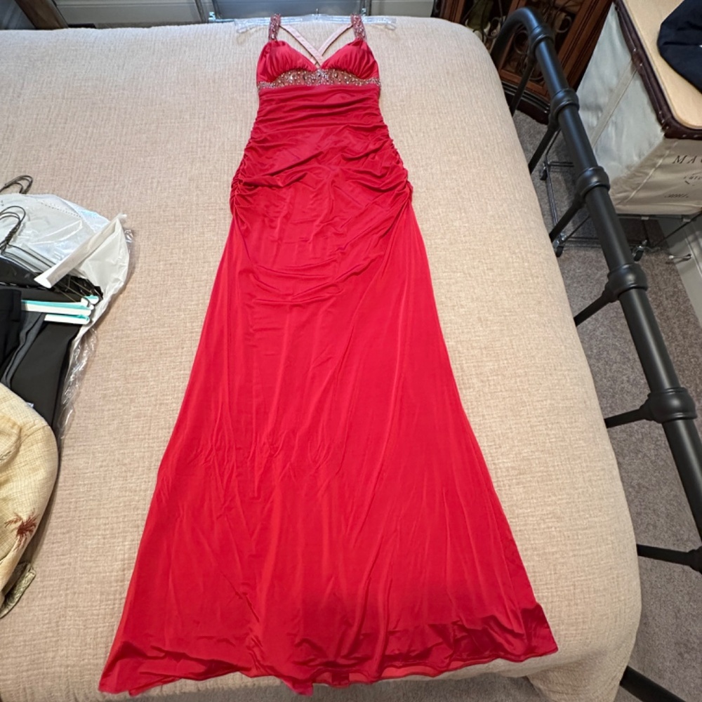 NiteLine Red Ruched Evening/Prom Dress - Picture 4 of 9